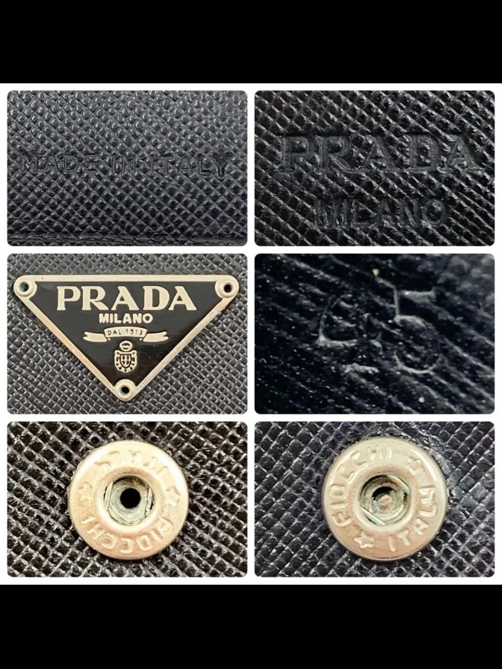 Prada Black Saffiano Leather Wallet Clutch with Silver Logo